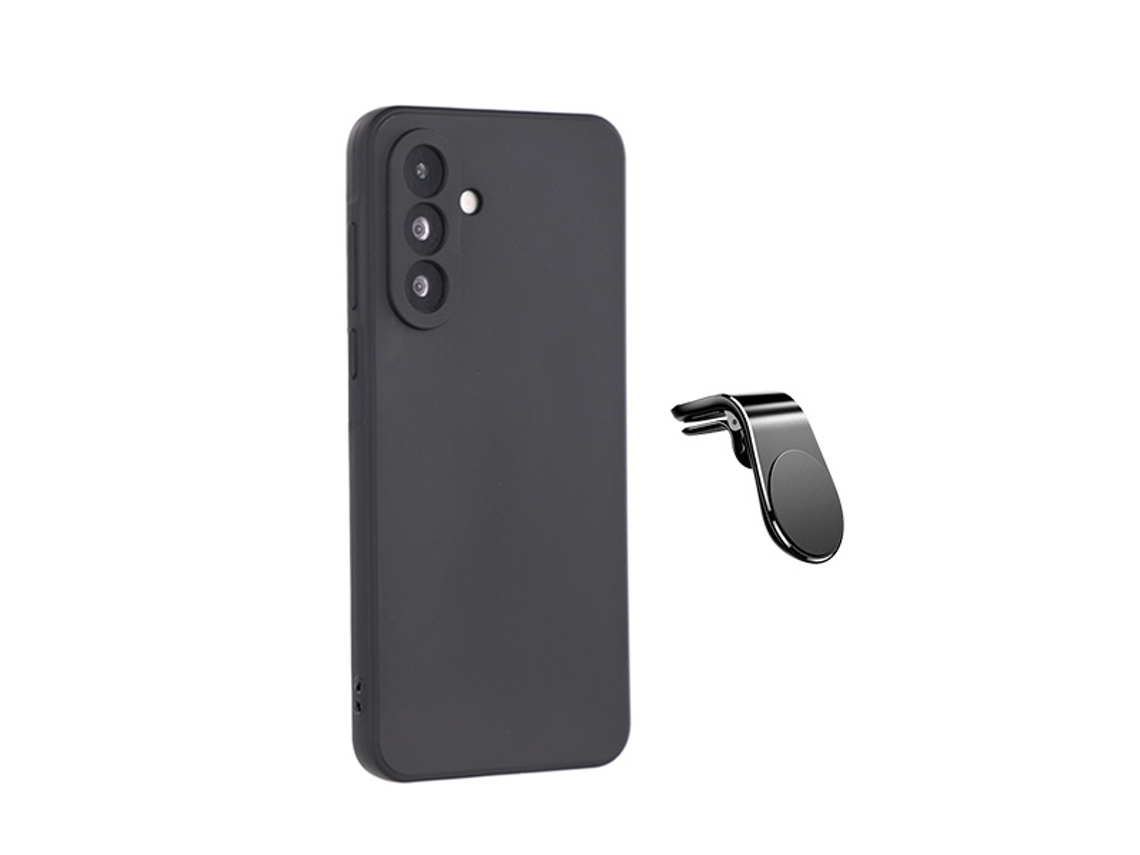 Kit Soporte Magnético Coche Conducción Segura L Funda Silicona Líquida Phonecare Para Samsung Galaxy A27 - Negro