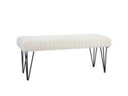 Banco De Tecido 118,5x46x49,5cm Pernas Metálicas Alfinete, Creme