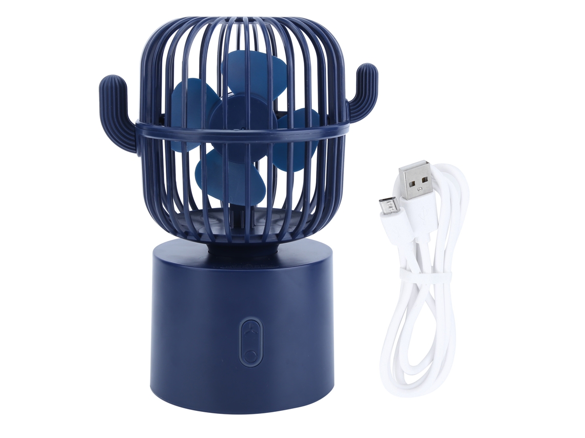 Ventilador Mini Usb Para Escritorio Casa Oficina Viajes Portátil 3 Velocidades Ajustables Azul Recargable