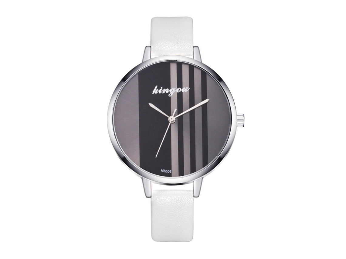 Reloj De Pulsera De Cuarzo Para Mujer Con Correa De Piel Sintética, Estilo Sencillo, Esfera Redonda Blanca.