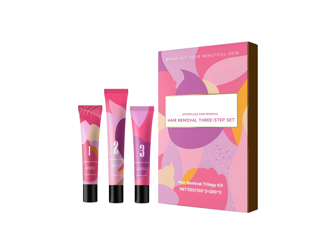 Kit de depilación facial en 3 pasos, fácil y rápido.