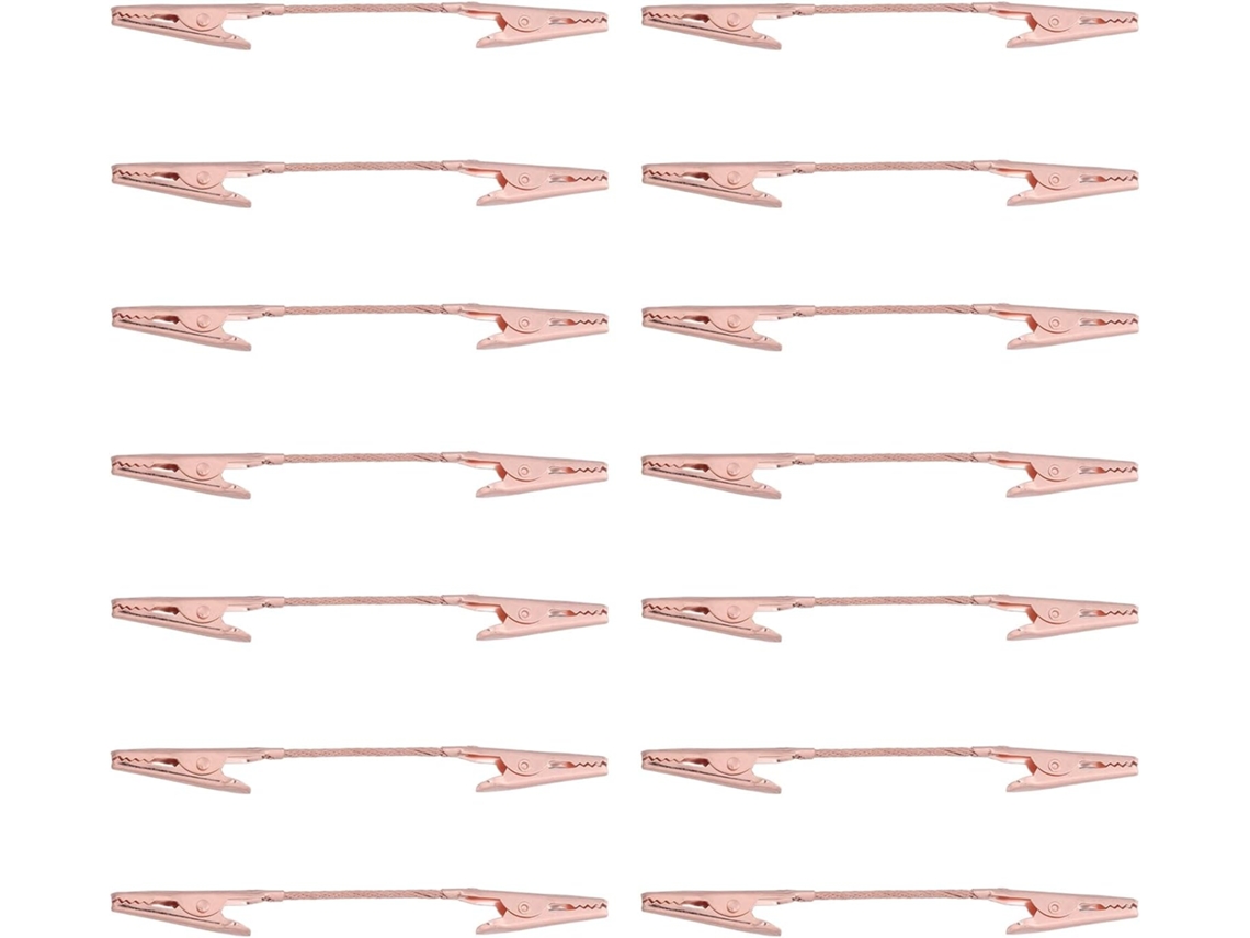 Juego De 15 Pinzas De Cocodrilo Dobles De Metal Oro Rosa, Pinzas De Doble Cara 10