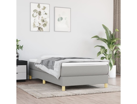 vidaXL Cama con somier y colchón 90x190 cm tela gris claro