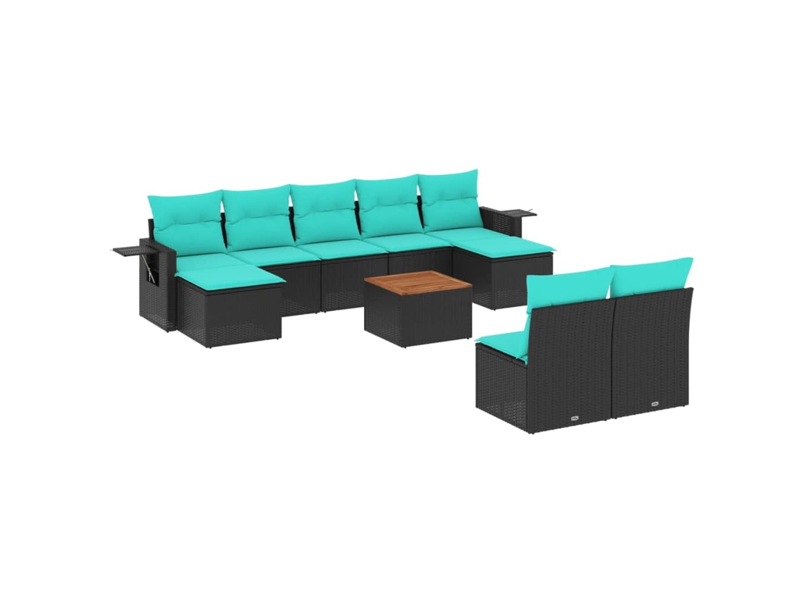 Maison Exclusive - Conjunto De Sofá De Jardín De 10 Piezas Con Cojines, De Poliratán Negro