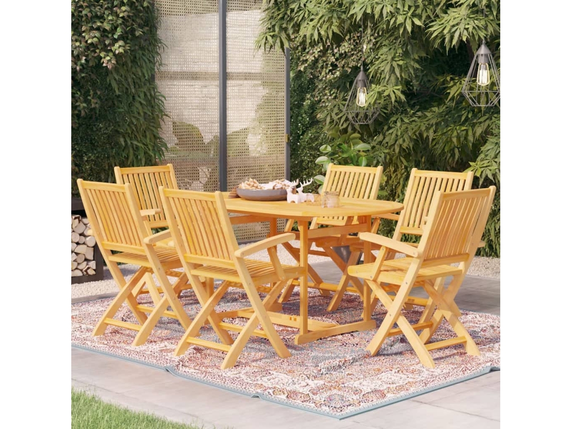 Juego de comedor de jardín de 7 piezas DKD Home Decor en madera maciza de teca