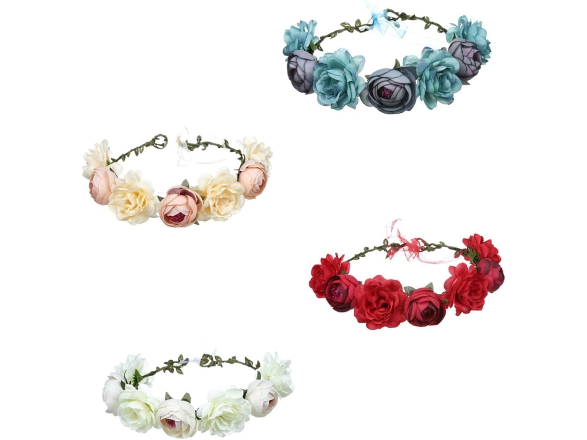 De 4 Diademas De Tela Con Flores Artificiales, Delicadas Y Ligeras.
