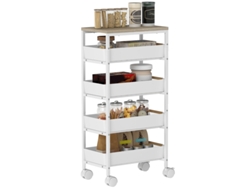 Carrito de cocina con 5 niveles y cajones, blanco.