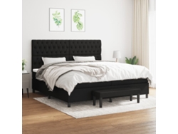 Cama Box Spring Con Colchón Tela Negro 200x200 Cm