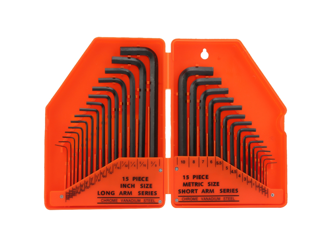 30 Llaves Hexagonales Antiexplosivas Fabricadas En Acero Cr-v Con Revestimiento Negro (caja Naranja)