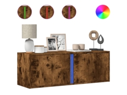 Maison Exclusive - Mueble De Tv De Pared Con Luces Led Roble Ahumado 100x31x35 Cm