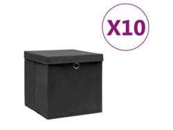 Cajas de almacenaje con tapa vidaxl (10 unidades, 28 x 28 x 28 cm), color negro