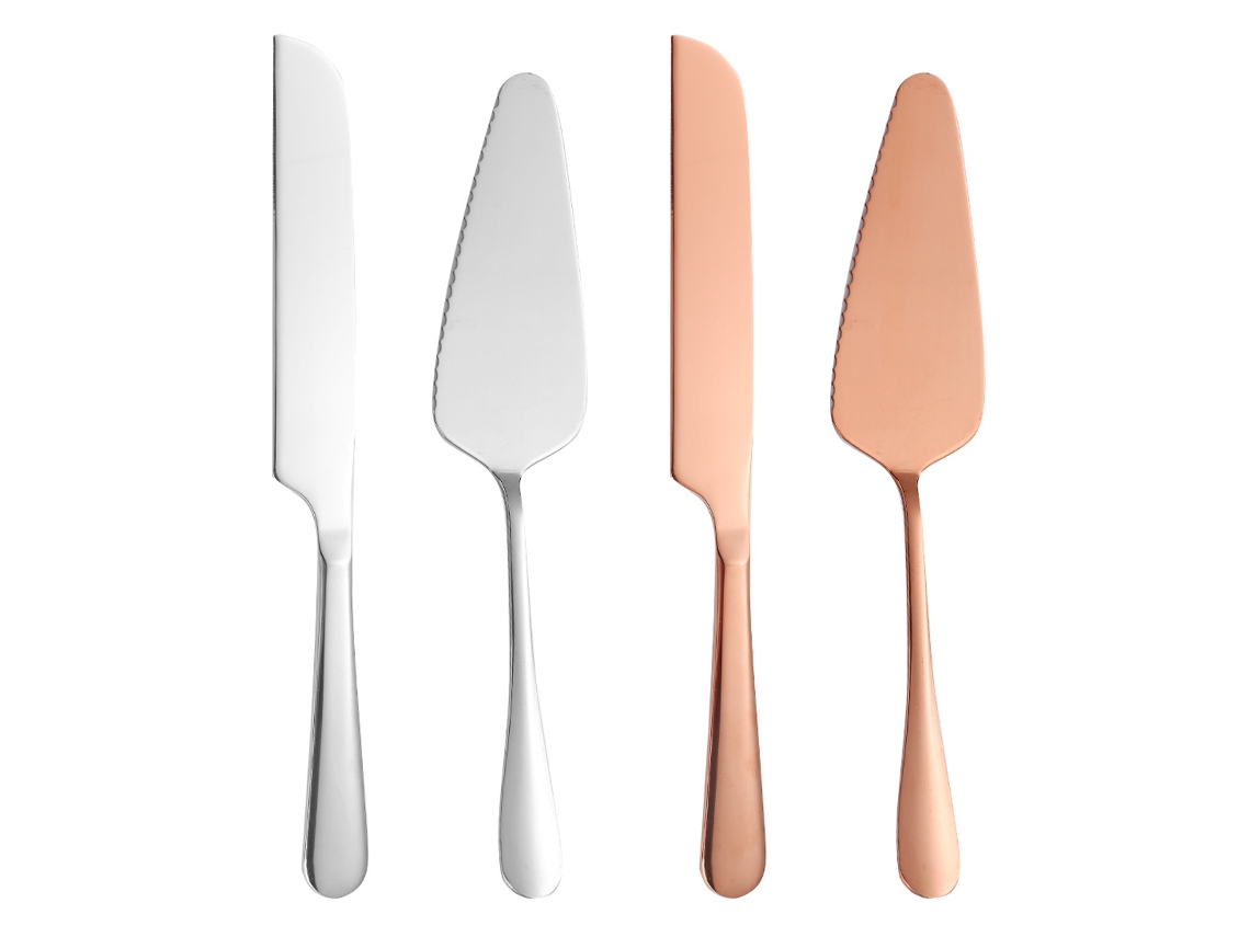 Juego de 2 cuchillos para tartas, juego de corte para bodas, cubiertos de acero inoxidable para cumpleaños TRUYUETY