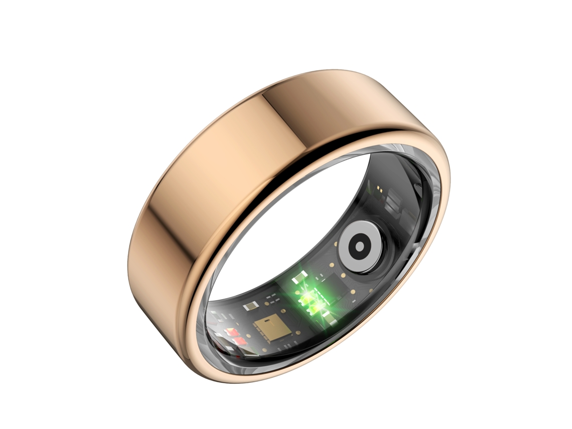 Anillo inteligente con monitorización del sueño 24 horas, frecuencia cardíaca, presión arterial y oxígeno en sangre (dorado, talla 9)