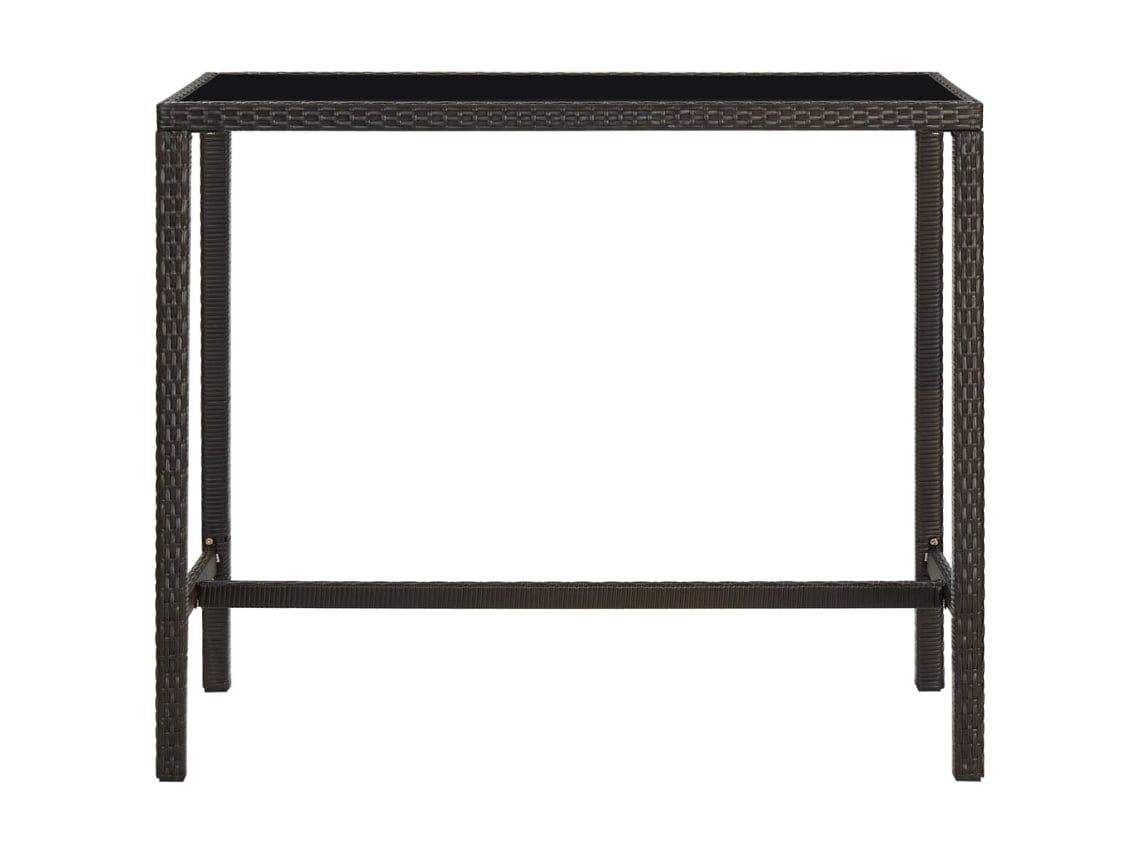 Mesa de Bar para Jardín 130x60x110 cm Cristal y Patas de Mimbre Marrón MAISON EXCLUSIVE
