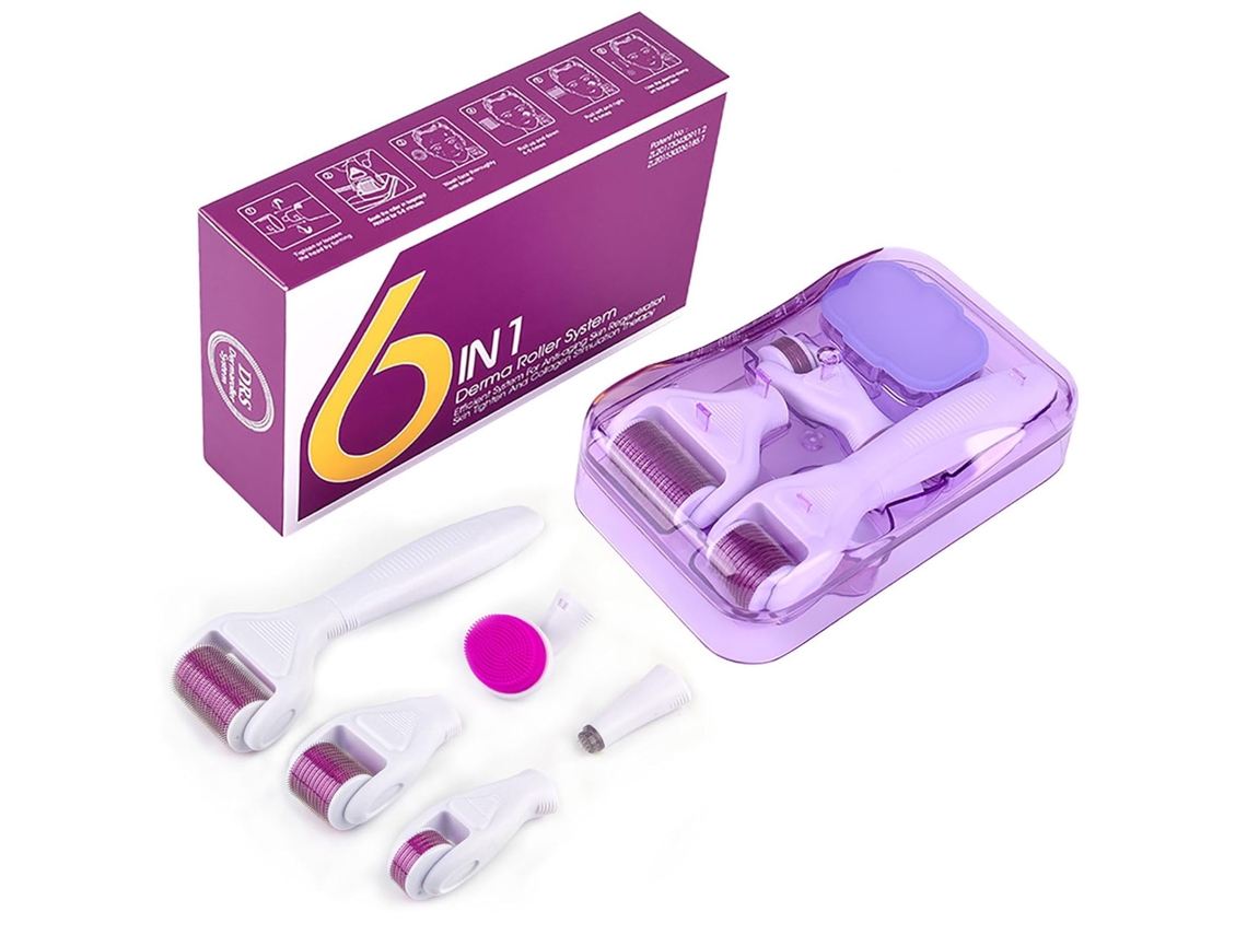 Set De Microaguja Transparente Morado, 5 Accesorios + Estuche Higiénico, Mejora La Absorción De Sueros Faciales.