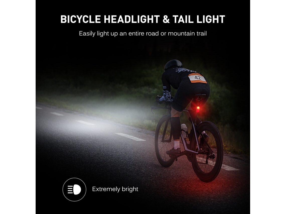Luzes De Bicicleta Recarregáveis Via Usb Super Brilhantes Com Luz Dianteira E Traseira À Prova D'água