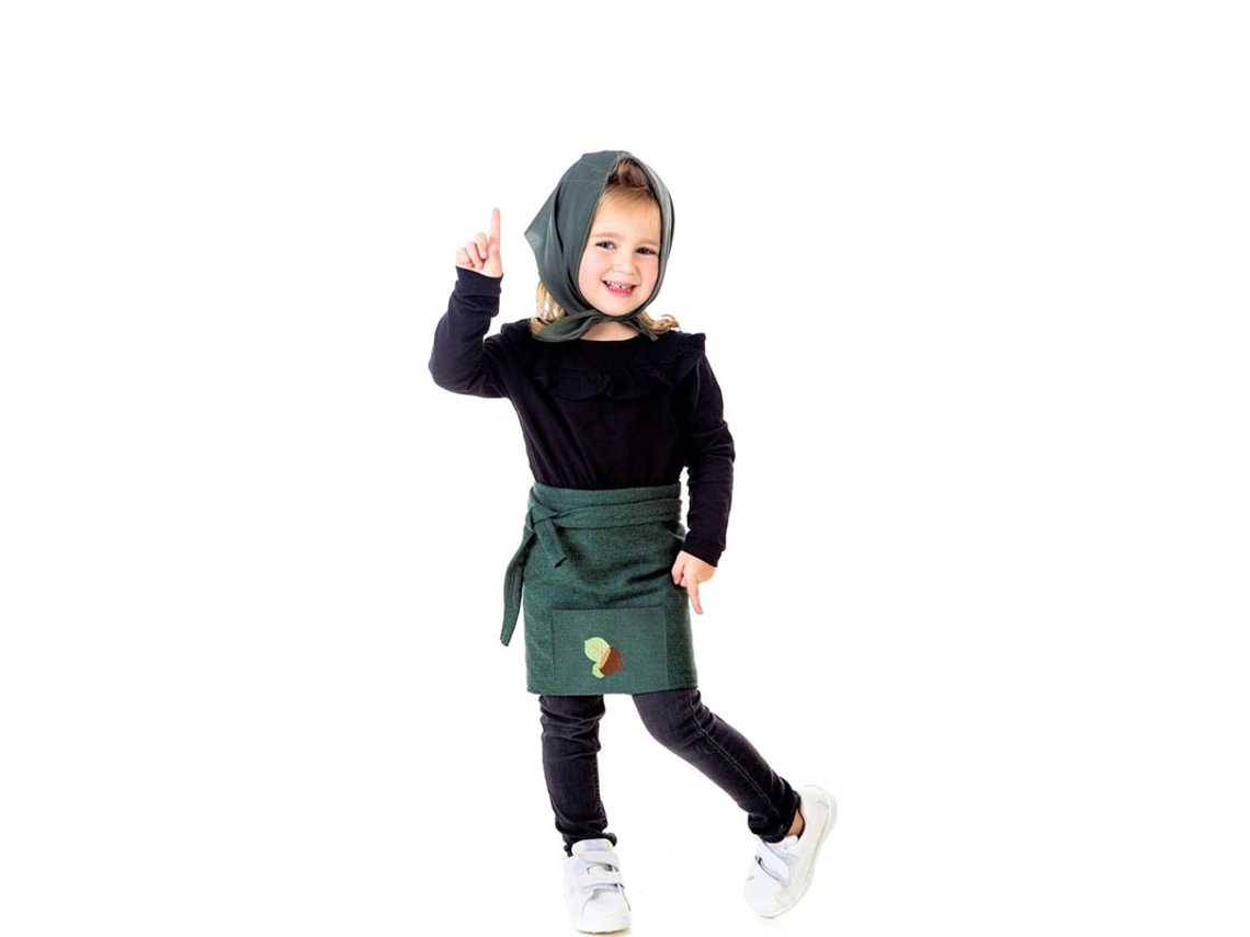 Kit o Disfraz de Castañera Otoño Verde para niña