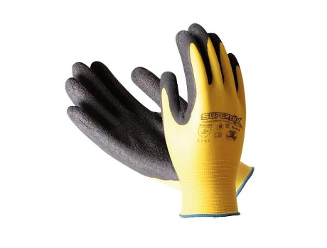 Guante nylon+latex en palma supertex agricola amaril t-10 sl-01