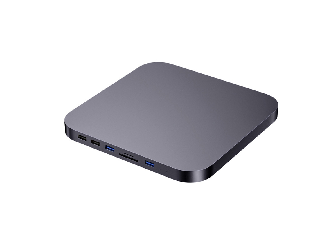 Estación de acoplamiento USB-C Bestvite para Mac Mini M1/M2 M.2 SSD HDD USB-C 2 DP SD/TF Gris