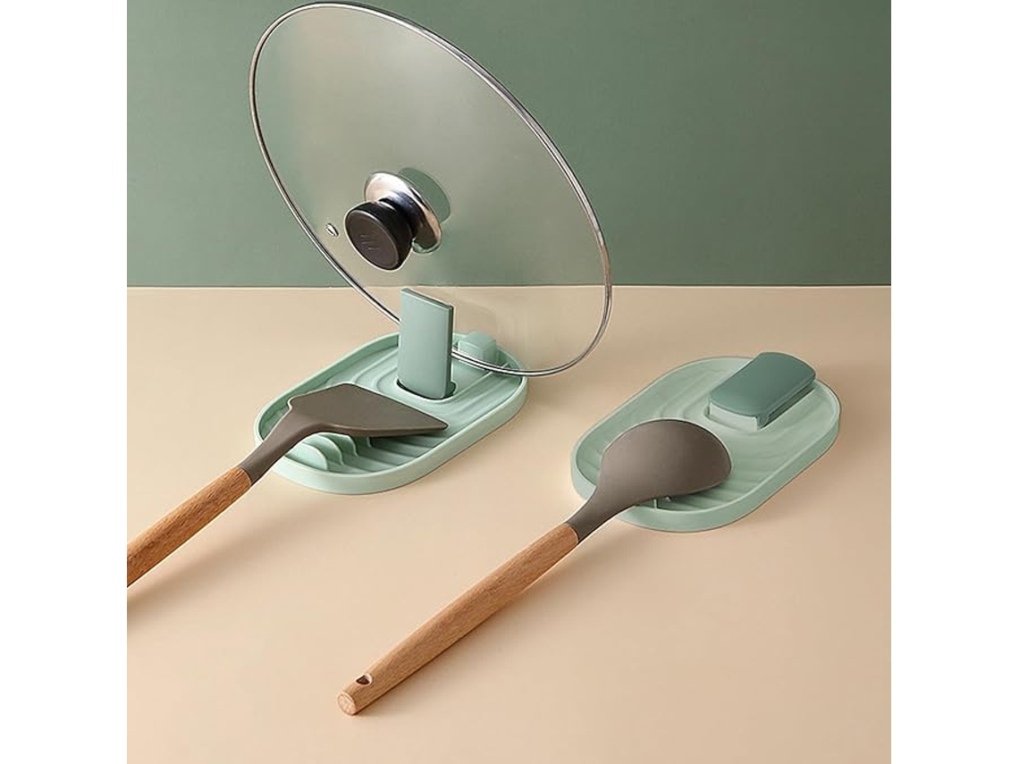 2 Soportes Para Tapas De Ollas, Soporte De Madera Para Cucharas - Organizador De Cajones De Cocina - Verde