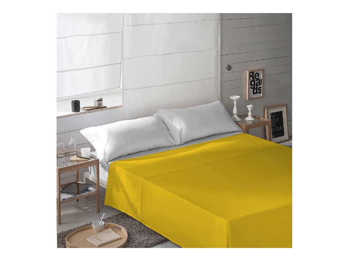 Sábanas NATURALS (Amarillo - Algodón - 210 x 270 cm)
