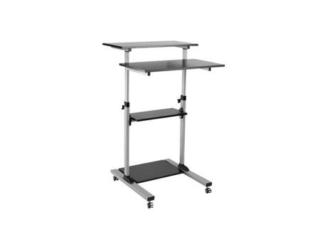 Roline Estación de trabajo de pie para PC, soporte para pantalla LCD, teclado, mouse, CPU, impresora, plástico, metal, gris, negro SECOMP