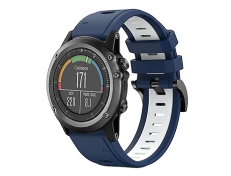 Correa Para Garmin Fenix 3 Zafiro 26 Mm Correa De Reloj De Silicona Deportiva De Dos Colores Azul Medianoche - Blanco VENISYMLIS