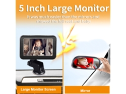 Monitor Para Bebés Para Coche Con Cámara De Visión Nocturna De Alta Resolución De 5 Pulgadas.