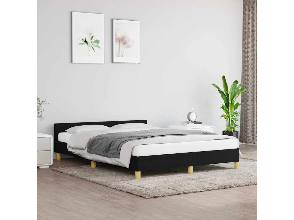 Cama Sin Colchón Tela Negro 140x200 Cm