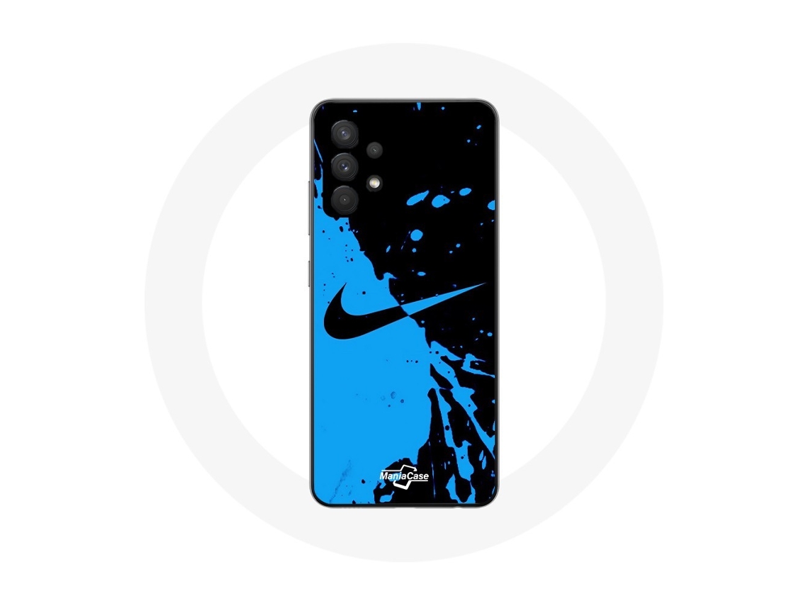 Funda para Samsung Galaxy A13 5G Nike Logotipo Branco Fundo Preto