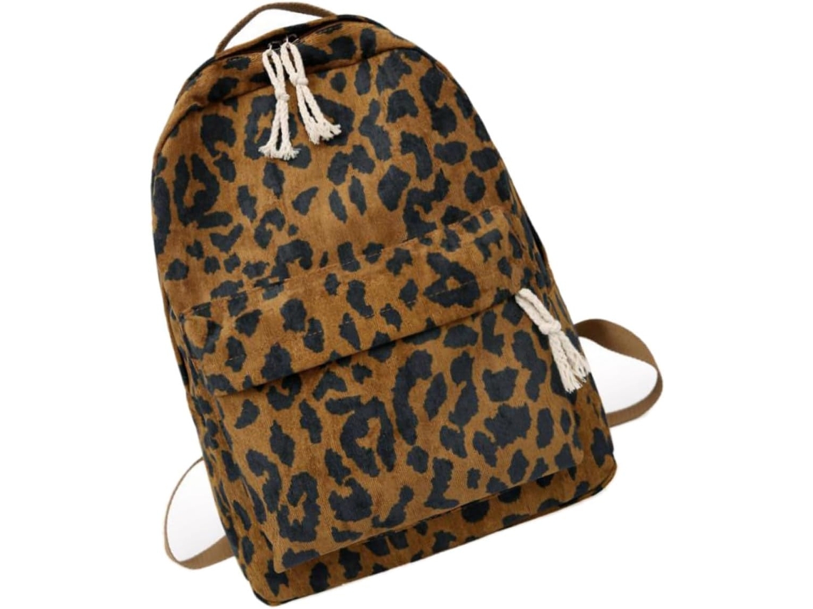 Mochila De Viaje Para Estudiantes Con Estampado De Leopardo (1 Unidad), Poliéster.