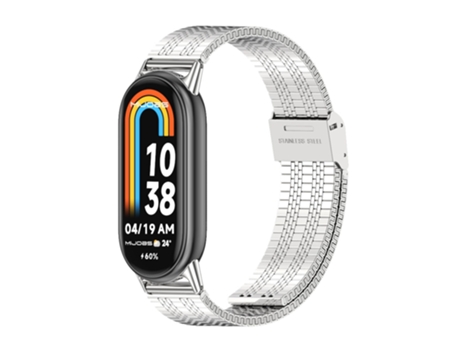 Correa Smartwatch para Xiaomi Mi Band 8 de Repuesto de Acero Inoxidable Mijobs (Plata)