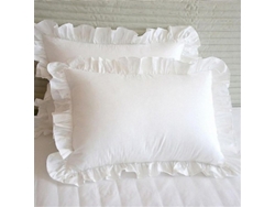 2026-funda De Almohada Con Volantes De Algodón 100% Blanca Talla 48x74 Lavada A Mano Sin Cloro