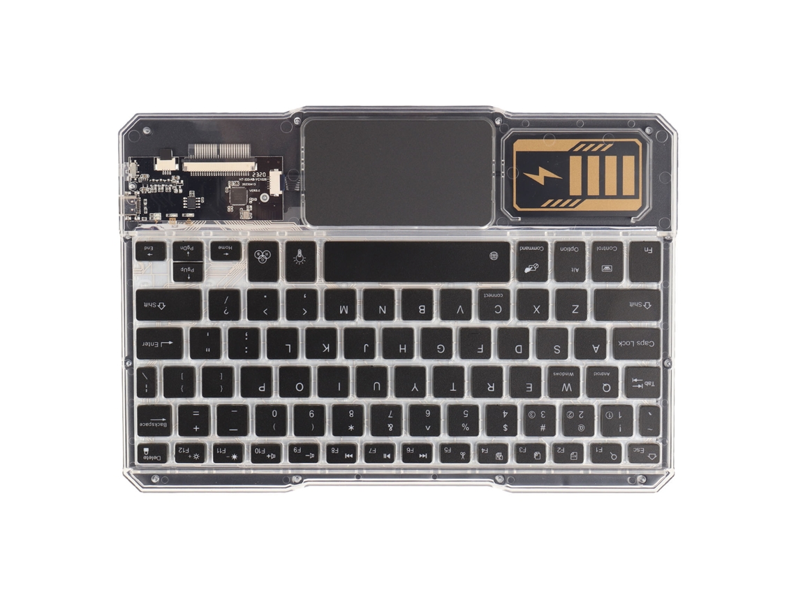 Teclado Bluetooth Sem Fio Transparente Com Iluminação Rgb 7 Cores Para Tablet Mate Preto