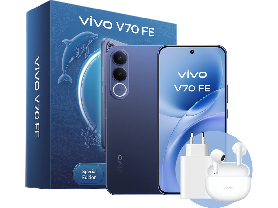 Pack Smartphone VIVO V70 FE (6.83'' - 8 GB - 512 GB - Ocean Blue) + Auriculares + Cargador