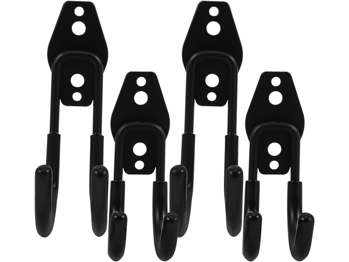 Juego 4 Ganchos Metal Negro Resistencia Garaje Soportes Pared Resistentes Revestimiento Antideslizante