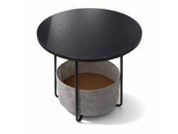 Mesa Lateral Relaxdays, Redonda Com Cesto De Tecido, 50 X 45 Cm, Para Sala De Estar, Mdf/metal, Preto-cinzento