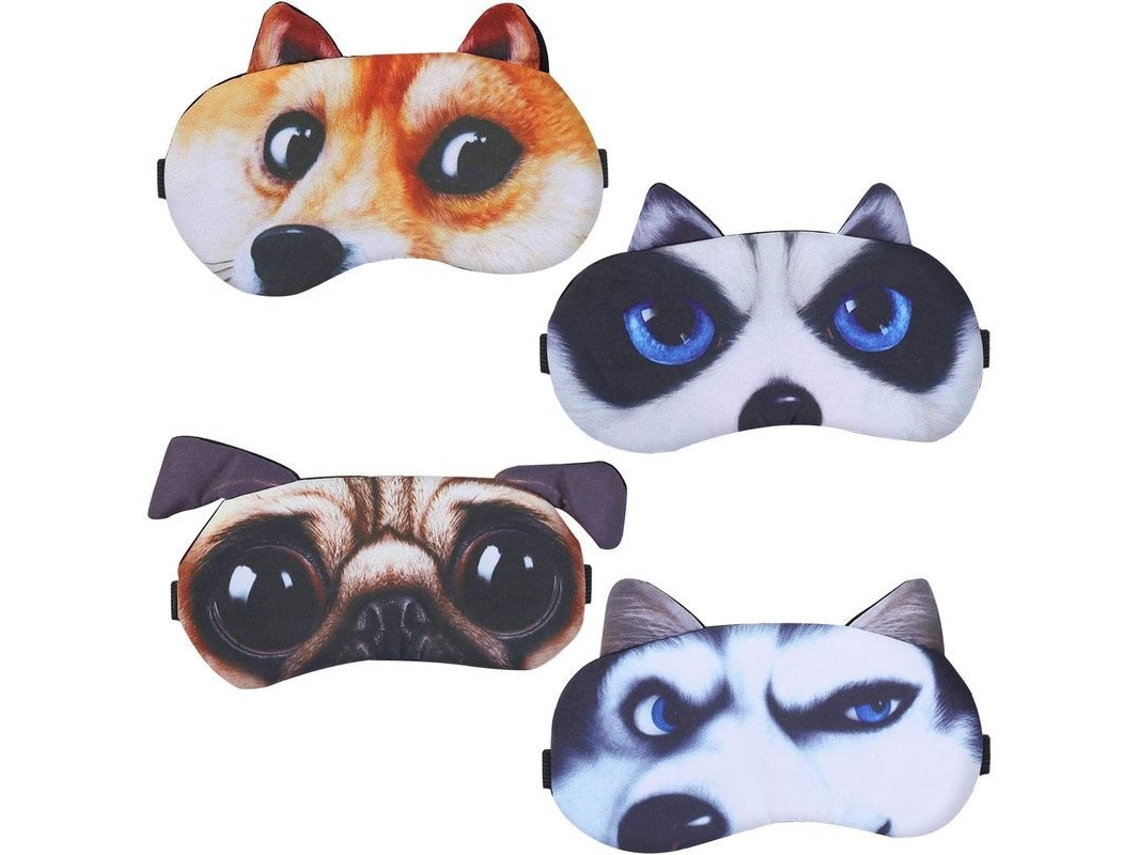 Juego De 4 Antifaces Para Dormir Con Diseño De Perro, Antifaz Suave Para Dormir, Viajar Y Descansar.