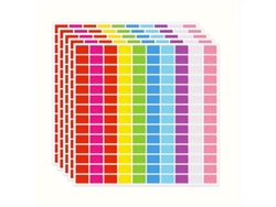 5 Hojas/700 Pegatinas Rectangulares De Colores, Adhesivo Removible, 10 Colores