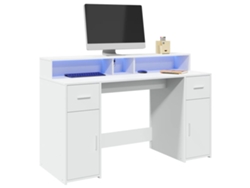 Escritorio con luz LED madera ingeniería blanco 140x55x91 cm