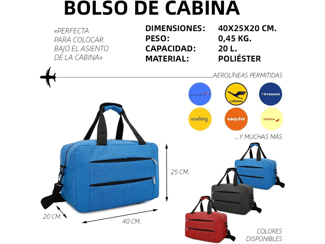 Bolsa de Viaje RAYKONG Ryanair Cab2 Azul (40x20x25 cm - 20 L