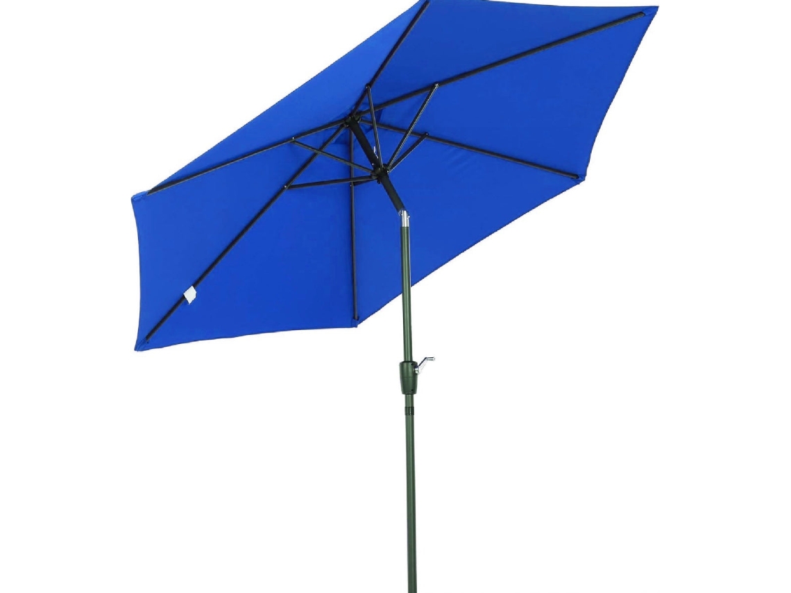Sombrilla Parasol Reclinable para Jardín Patio Terraza Playa Piscina con Manivela Protector UV 2.7x2.35m Aluminio Azul SELEOK