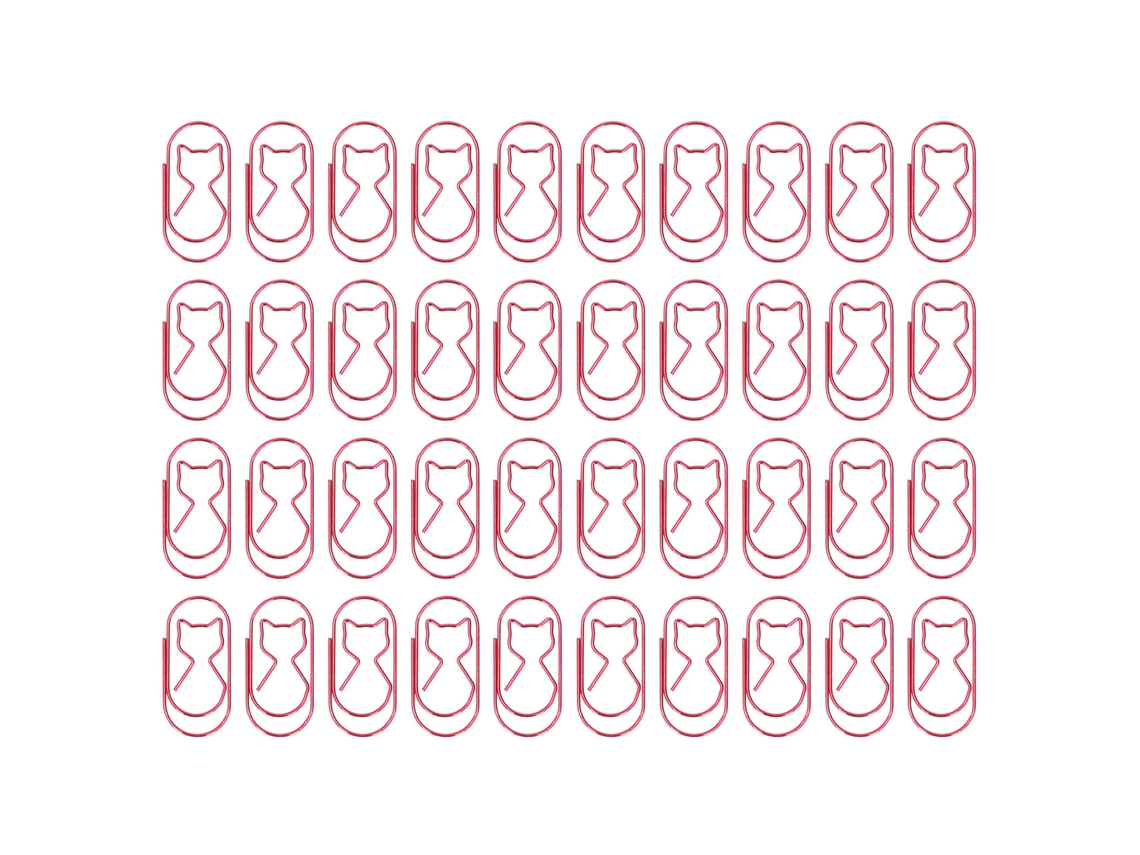 4 Clip De Papel Gatito Cute Forma Divertida Superficie Placada Clamp Marcapáginas Para Clasificación De Archivos Rojo