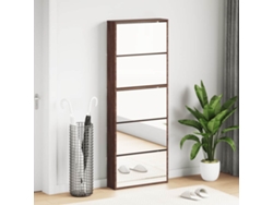 Mueble Zapatero | Armario Zapatero Y Espejo 5 Niveles Roble Marrón 63x17x169,5 Cm