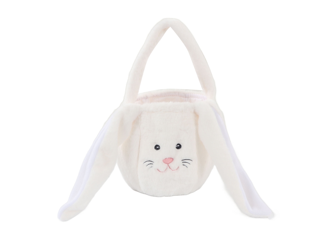 Cesta De Peluche Con Forma De Conejito Blanco, Ideal Para La Búsqueda De Huevos De Pascua, Con Orejas Largas.