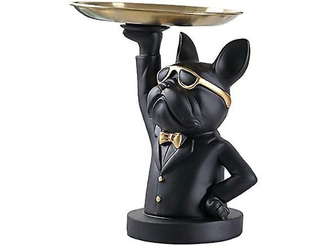 2026-estatua De Bulldog Francés Con Bandeja De Acero Inoxidable, Decoración De Mesa, Almacenamiento Multifuncional, Escultura Moderna Para Hogar