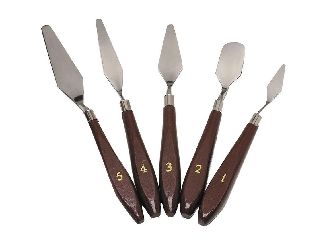 Rebe - Juego de 5 cuchillas para pintar, espátulas de acero inoxidable para mezclar y raspar pintura.