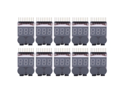 Kit De 10 Probadores De Voltaje De Baterías Lipo Con Pantalla Digital, 1-8s, Alarma De Bajo Voltaje Y Zumbador.