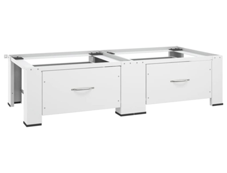 vidaXL Pedestal doble de la lavadora y la secadora con cajones blanco
