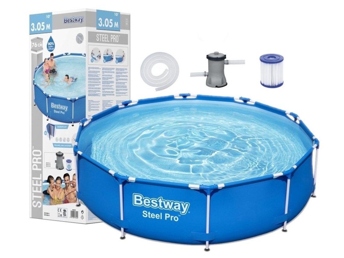 Piscina Hinchable Bestway Steel Pro 305 X 76 Cm Azul Bomba B.active